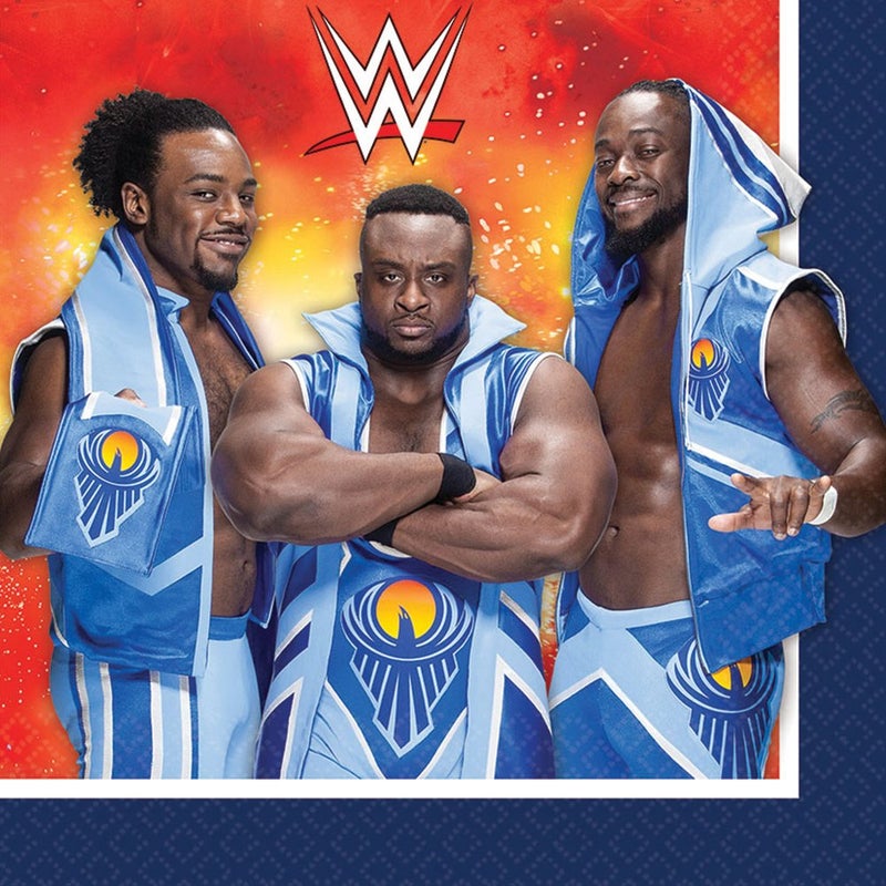 Amscan WWEÂ® Smash Luncheon Paper Napkins, 6 1/2" x 6 1/2" ,16 pcs,Light Blue/Red